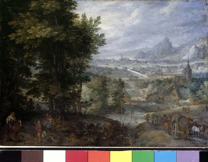 Bewaldete Landschaft od Jan Brueghel d. Ä.