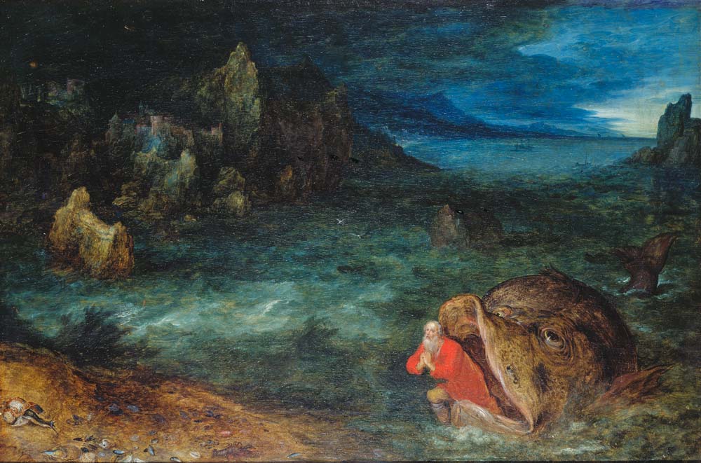 Jona gets out of the whale fish. od Jan Brueghel d. Ä.
