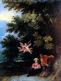 The Holy Family at the quiet on the flight to Egypt od Jan Brueghel d. J.