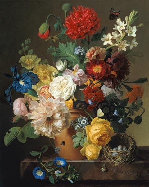 Flower Still Life on a marble ledge