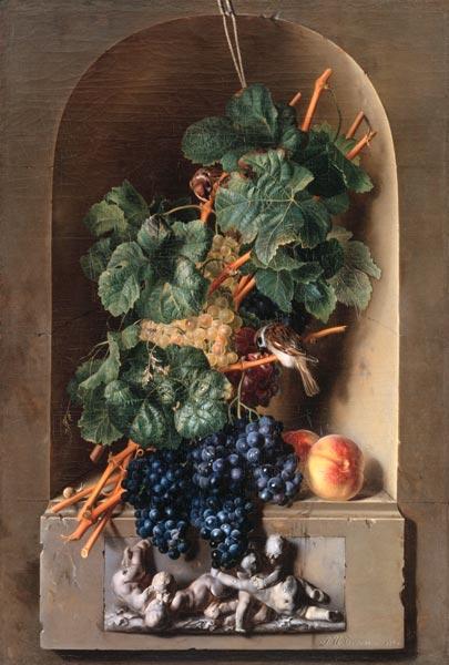 Grape still life in a niche