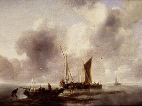 Fisherman when unloading her catch. od Jan van de Cappelle