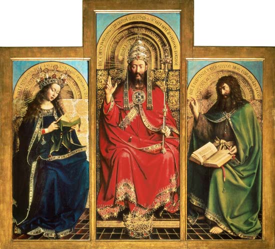 Genter altar, Maria, God the Father and Johannes of the Täufer od Jan van Eyck