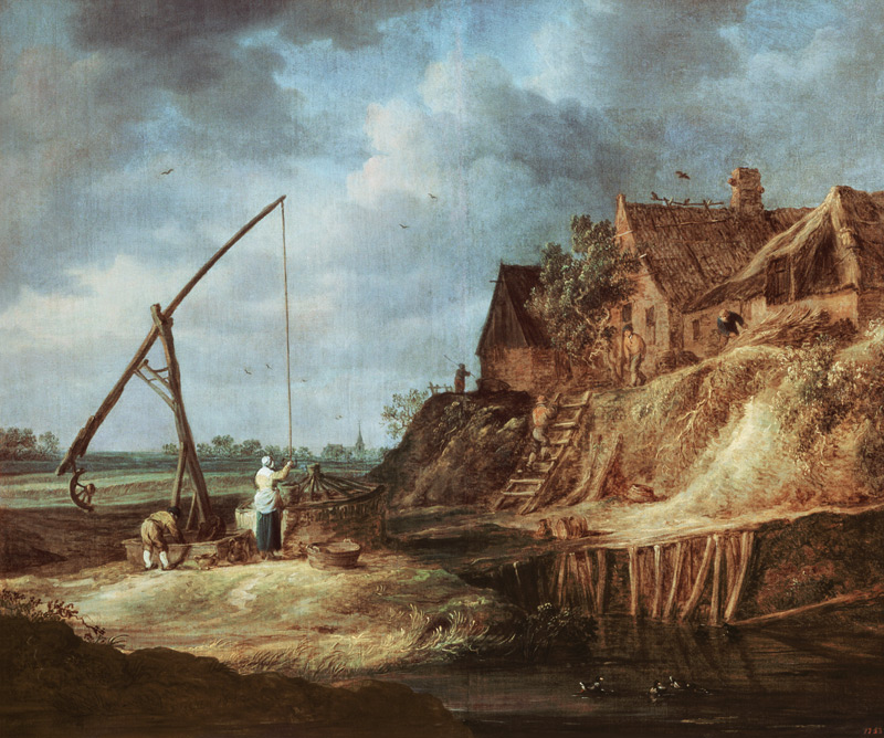 Landschaft mit Ziehbrunnen od Jan van Goyen