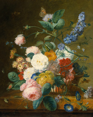 Still life with Flowers in a Basket od Jan van Huysum