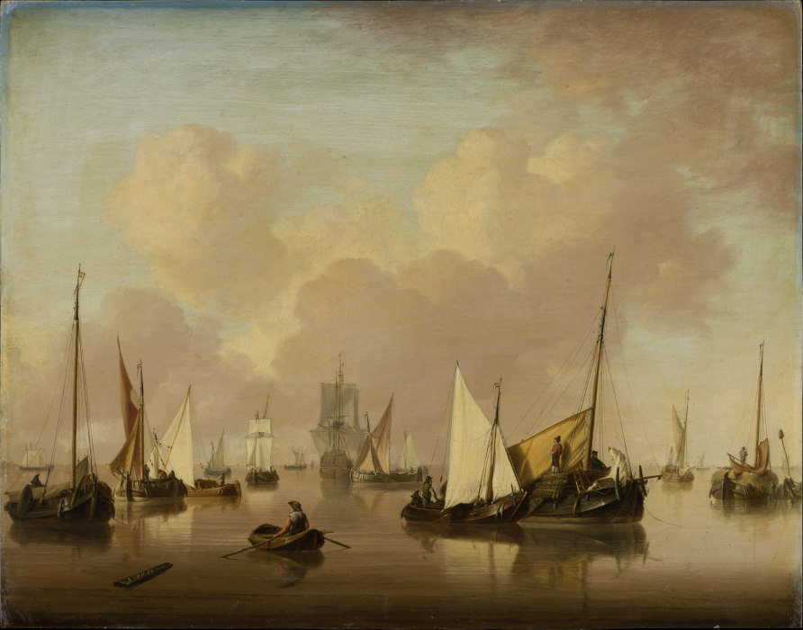 Boats and Sailboats on a Quiet Sea od Jan van Os