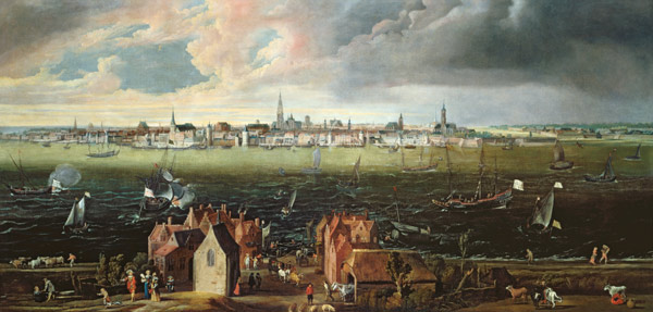 View of Antwerp from the River Schelde od Jan Wildens