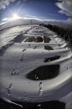 Winter in Germany - Snow obstructs traffic