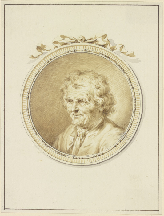 Bildnis eines alten Mannes nach links in einem Medaillon mit Schmuckband od Januarius Zick
