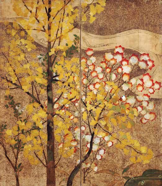 Podzimní strom (malované hedvábí) od Japanese School