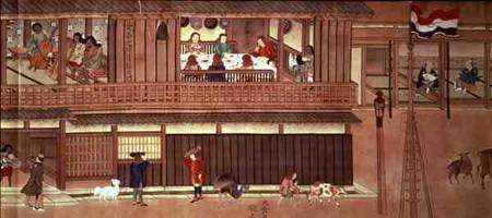 A domestic scene (right hand section of a scroll) od Japanese School