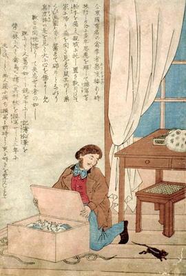 JJ Audubon (1785-1851) on a trip to Japan disovers a rat, c.1840 (w/c on paper)