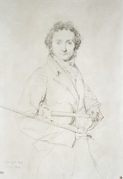 Portrait of Niccolo Paganini (1782-1840) od Jean Auguste Dominique Ingres