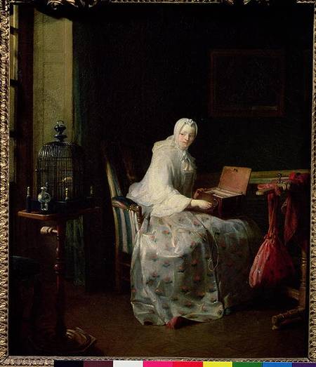 The Bird Organ or A Woman Varying Her Pleasures od Jean-Baptiste Siméon Chardin