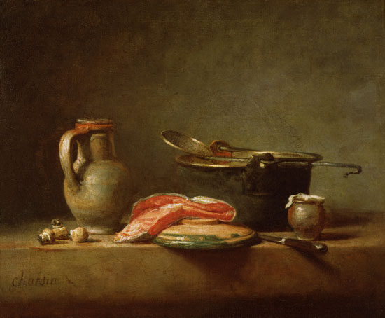 Copper Cauldron with a Pitcher and a Slice of Salmon od Jean-Baptiste Siméon Chardin