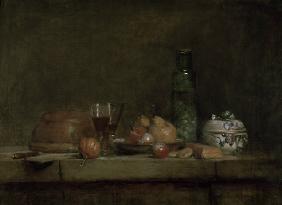 Chardin / Still-life with Olive Glass