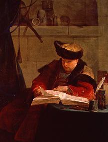 Chemist in his laboratory, Le prompter (portrait the painter Aved)