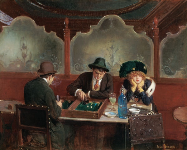 The Backgammon Players (oil on panel) od Jean Beraud