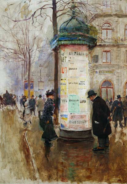 The Colonne Morris, c.1885 od Jean Beraud