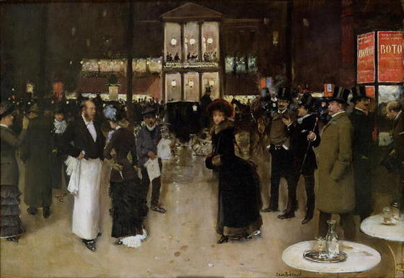 The Boulevard at Night, in front of the Theatre des Varietes, c.1883 (oil on canvas) od Jean Beraud