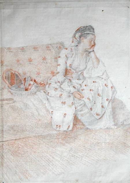 The Countess of Coventry in Turkish Costume (red chalk & pencil on paper) od Jean-Étienne Liotard