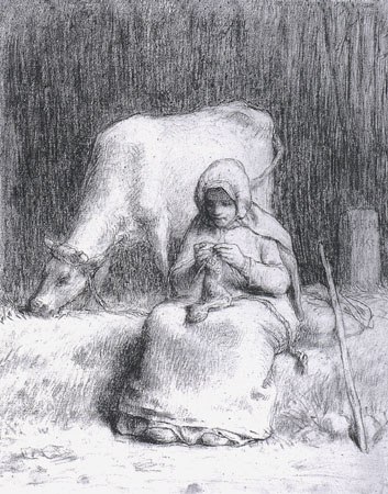 Rural girl who watches her cow od Jean-François Millet