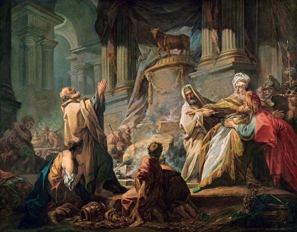 Jeroboam Sacrificing to the Golden Calf od Jean Honoré Fragonard