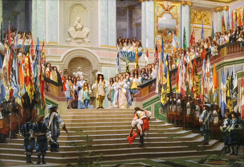 Reception of Louis 2 de Bourbon Conde said the Grand Conde by King Louis 14 a Versailles in 1674 od Jean-Léon Gérome