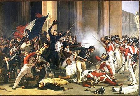 Scene of the 1830 Revolution at the Louvre od Jean Louis Bezard