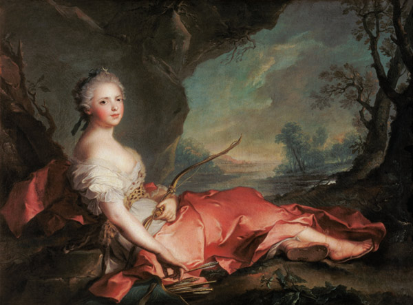 Portrait of Maria Adelaide of France, daughter of Louis XV dressed as Diana od Jean Marc Nattier