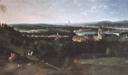 View across Greenwich Park towards London, Painted for Louis XV in Paris od Jean Rigaud