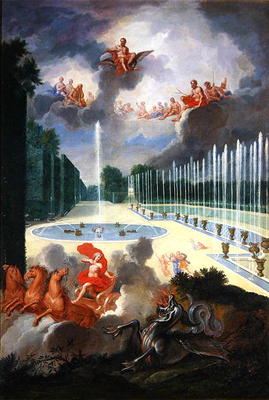 The Groves of Versailles. View of the Dragon Pool and the Pool of Neptune, with Apollo slaying Pytho od Jean the Younger Cotelle
