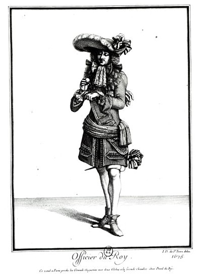 King''s officer, 1675 (b/w print) od Jean Dieu de Saint-Jean