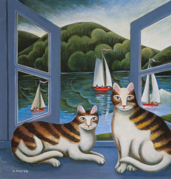 Bonny and Clyde (oil on board)  od Jerzy  Marek