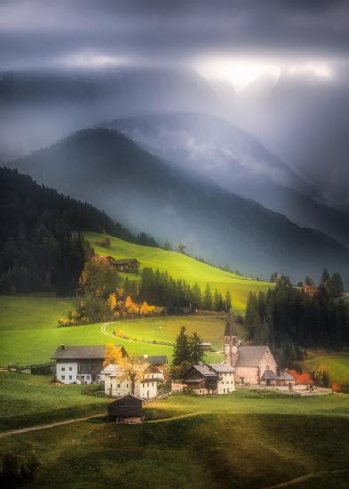 Santa Maddalena Church Beneath the Clouds