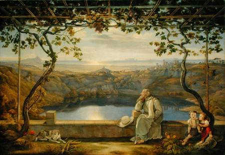 A Monk on a Terrace at the Nemi Lake od Joachim Faber