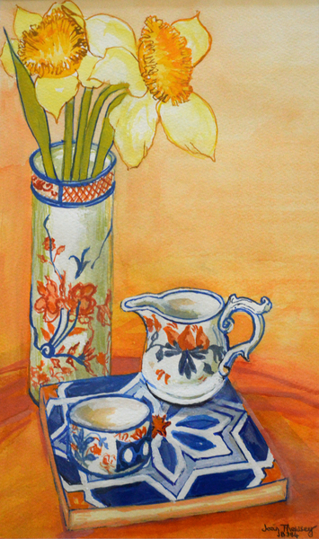 Chinese Vase with Daffodils, Pot and Jug od Joan  Thewsey