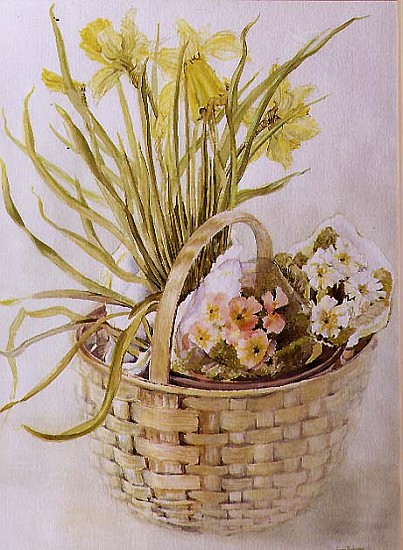 Daffodil Basket (w/c on paper)  od Joan  Thewsey