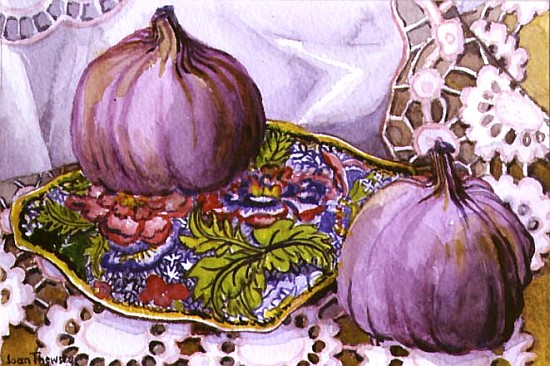 Figs on a Blue Plate (w/c on paper)  od Joan  Thewsey