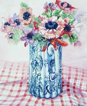 Anemones in a Victorian Flowered Jug (w/c) 