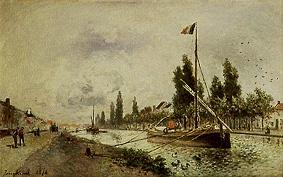 On a channel near Paris. od Johan Barthold Jongkind