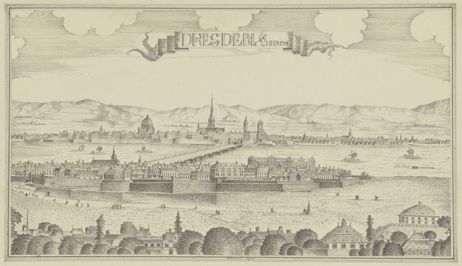 Ansicht von Dresden von der Neustadt aus od Johann Baptist Reiser