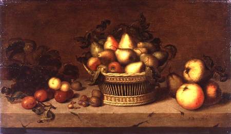 Still Life of Fruit in a Basket (panel) od Johann Bouman