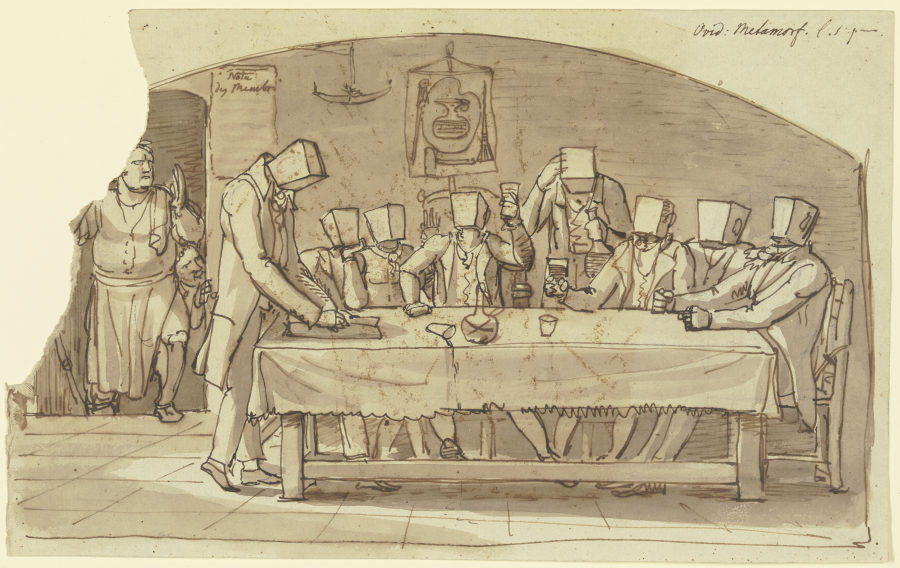 Künstlerscherz in einer Osteria zu Rom od Johann Christian Reinhart