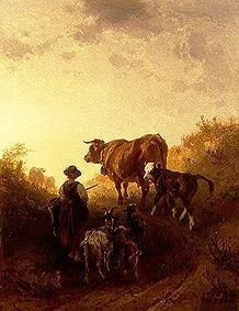 On the way to the pasture od Johann Friedrich Voltz