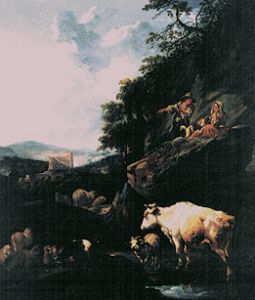 Landscape with shepherds and cattle. od Johann Heinrich Roos