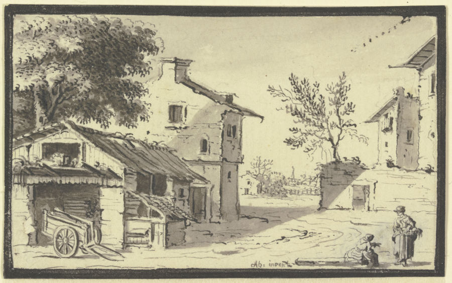 Street in a village od Johann Ludwig Aberli