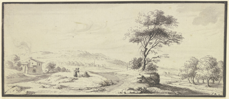 Weite Landschaft mit Bäumen od Johann Ludwig Aberli