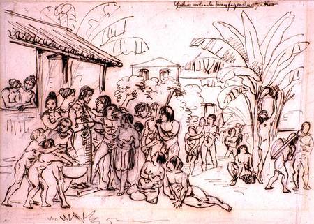 Indians visiting an estate, Brazil od Johann Moritz Rugendas