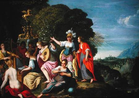 Athene and the Nine Muses at the Wells of Hipokrene od Johann or Hans Konig